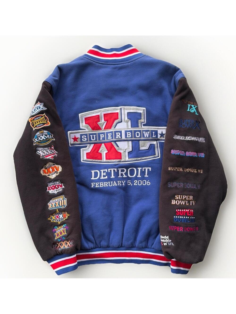 Vintage NFL Super Bowl Letterman Jacket Mens Medium Football Detroit 2006 NEW